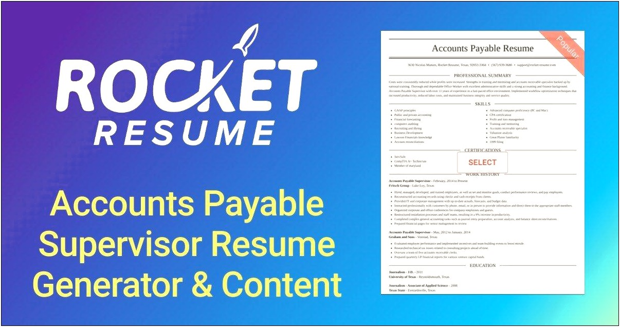 Accounts Payable Supervisor Job Description Resume