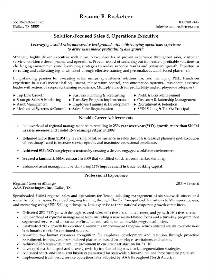 Achievement Based Resume And Sample And Ceo