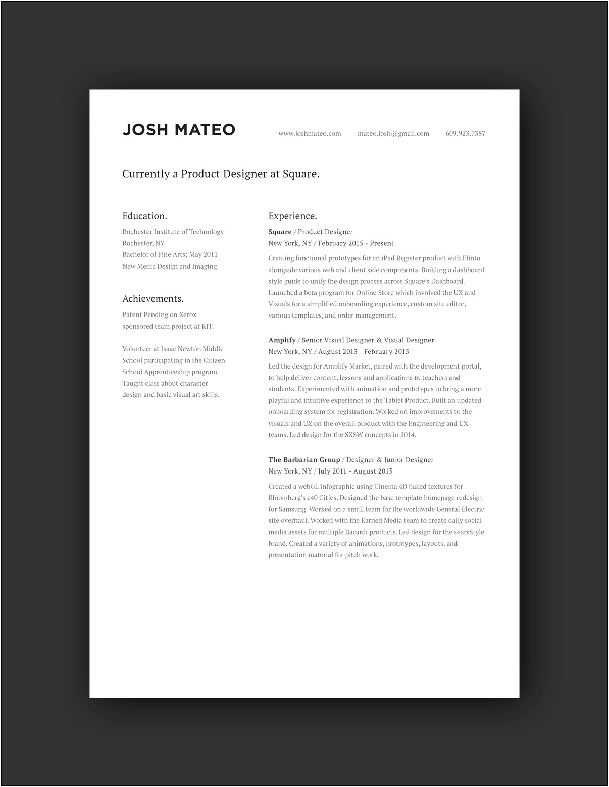Achievements On A Resume Example