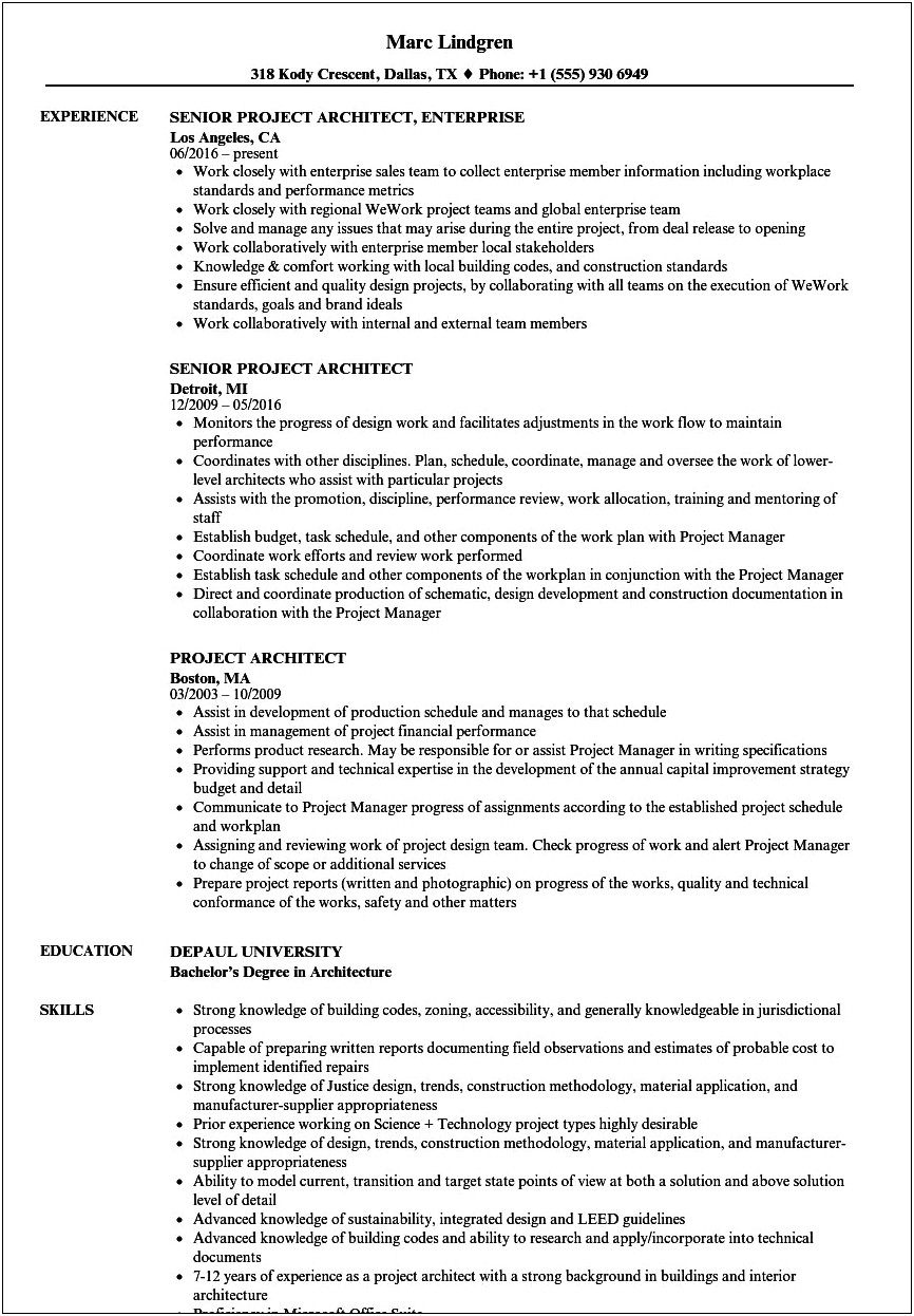 Action Words For An Architecture Resume