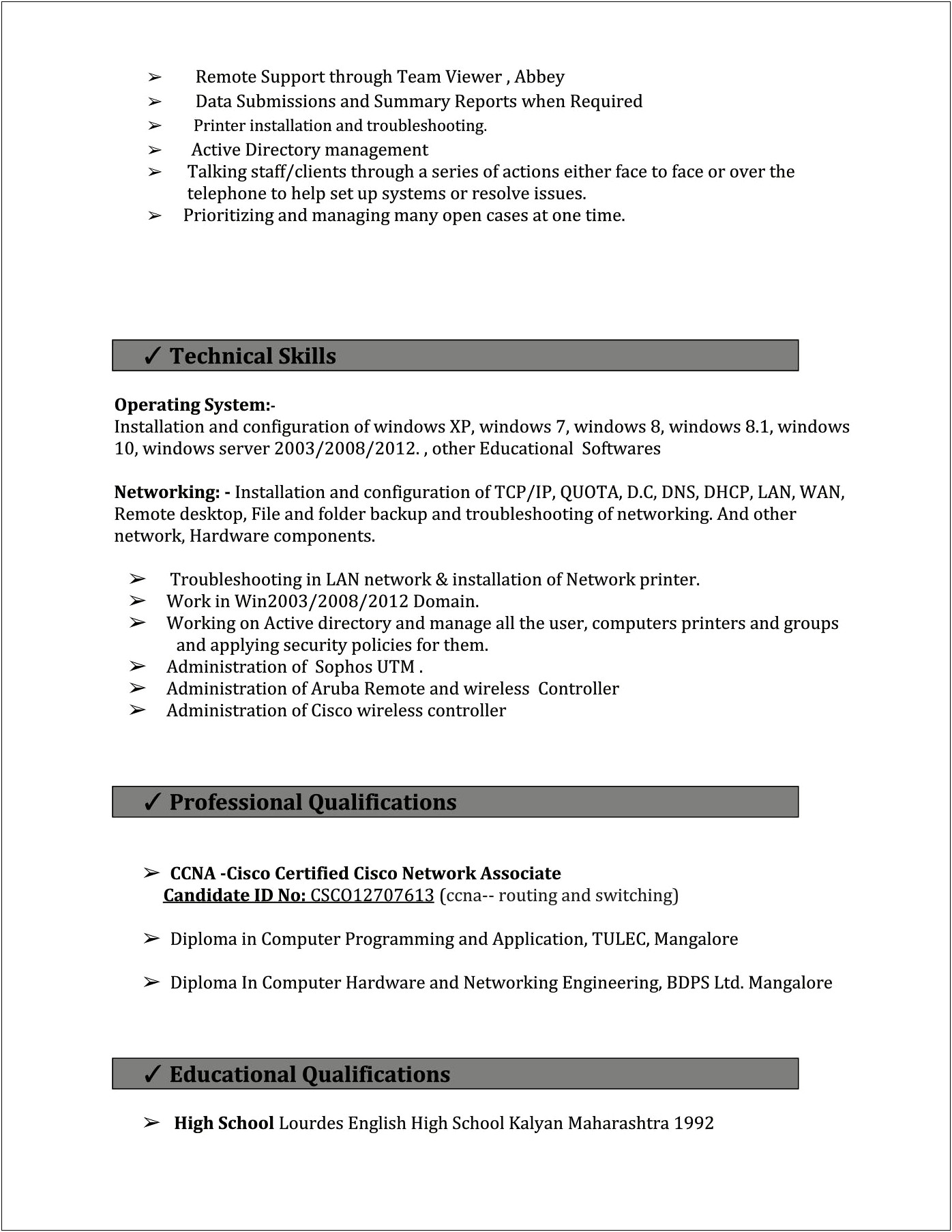 Active Directory Management On Resume
