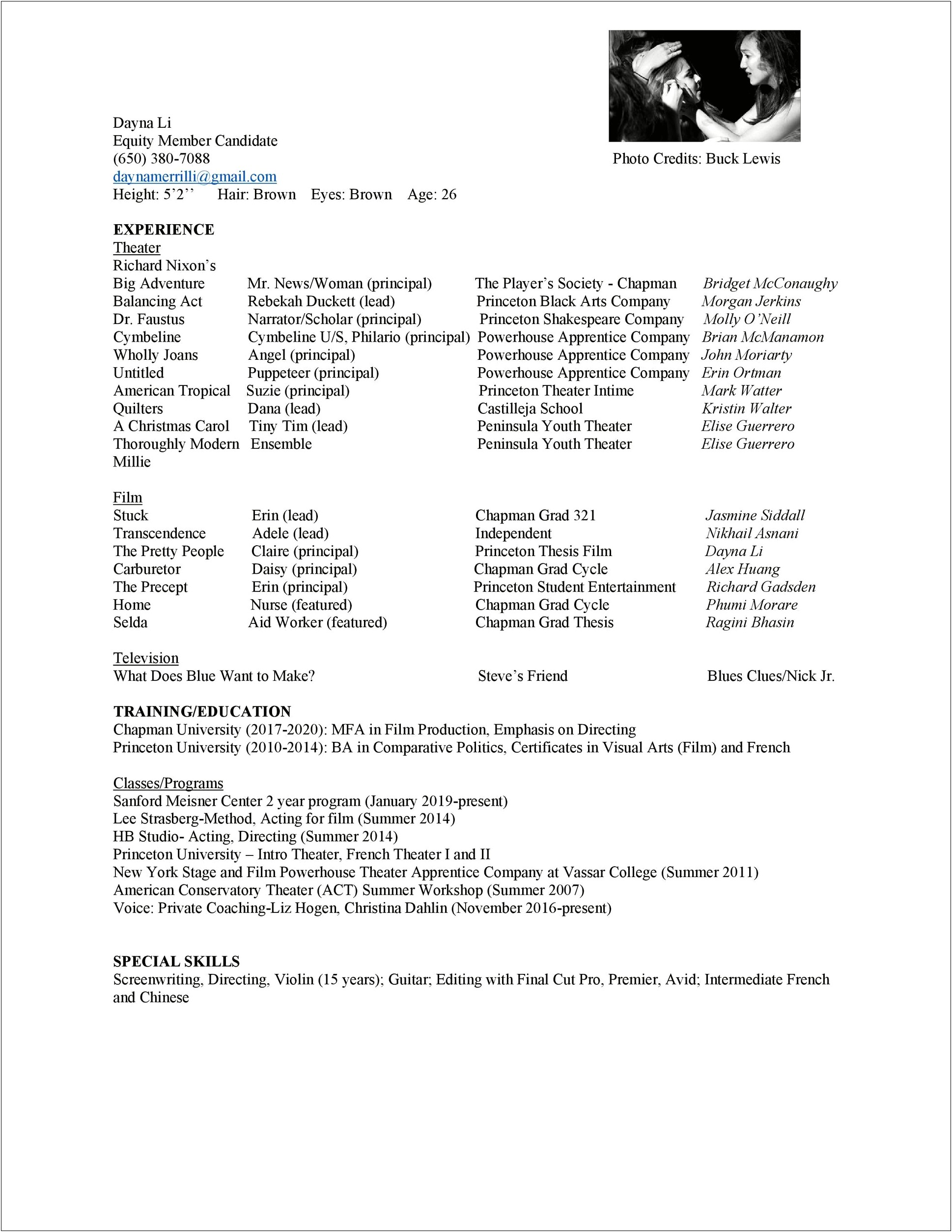 Actor Resume Template Free Download