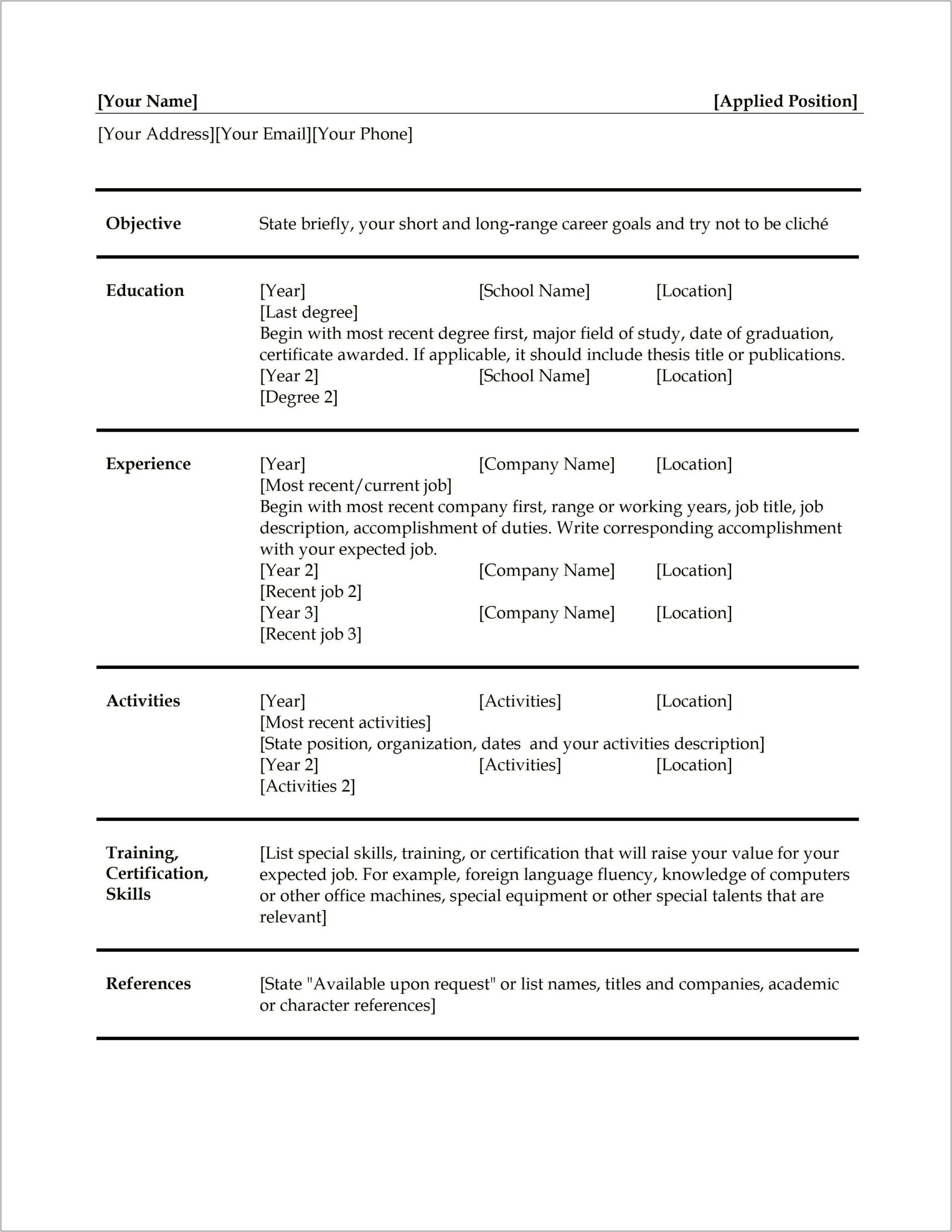 Actor Resume Templates For Word Online