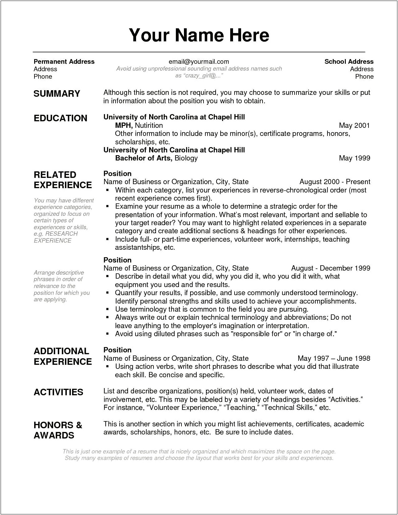 Additional Details In Resume Examples