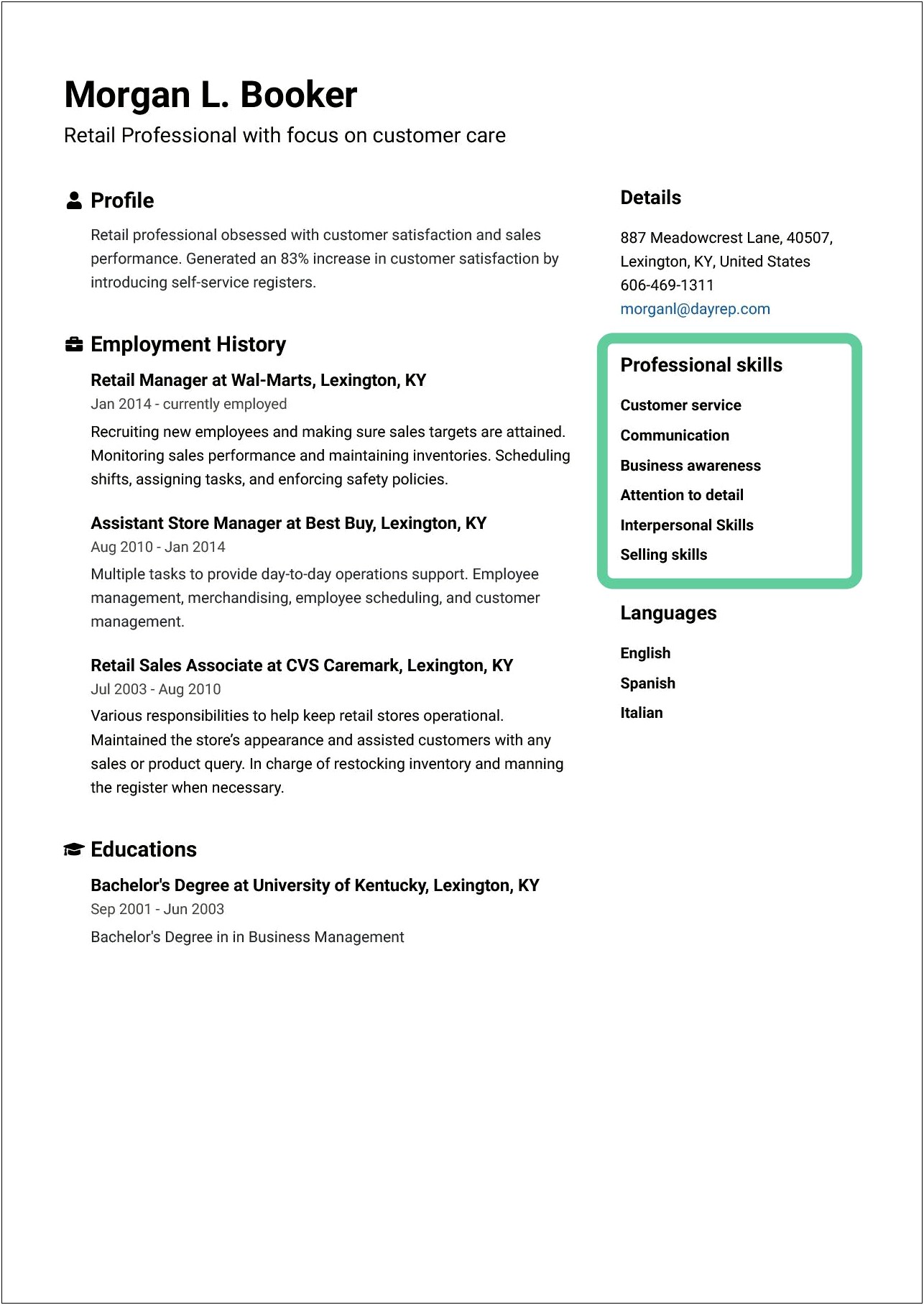 Additional Physical Skills For Resume