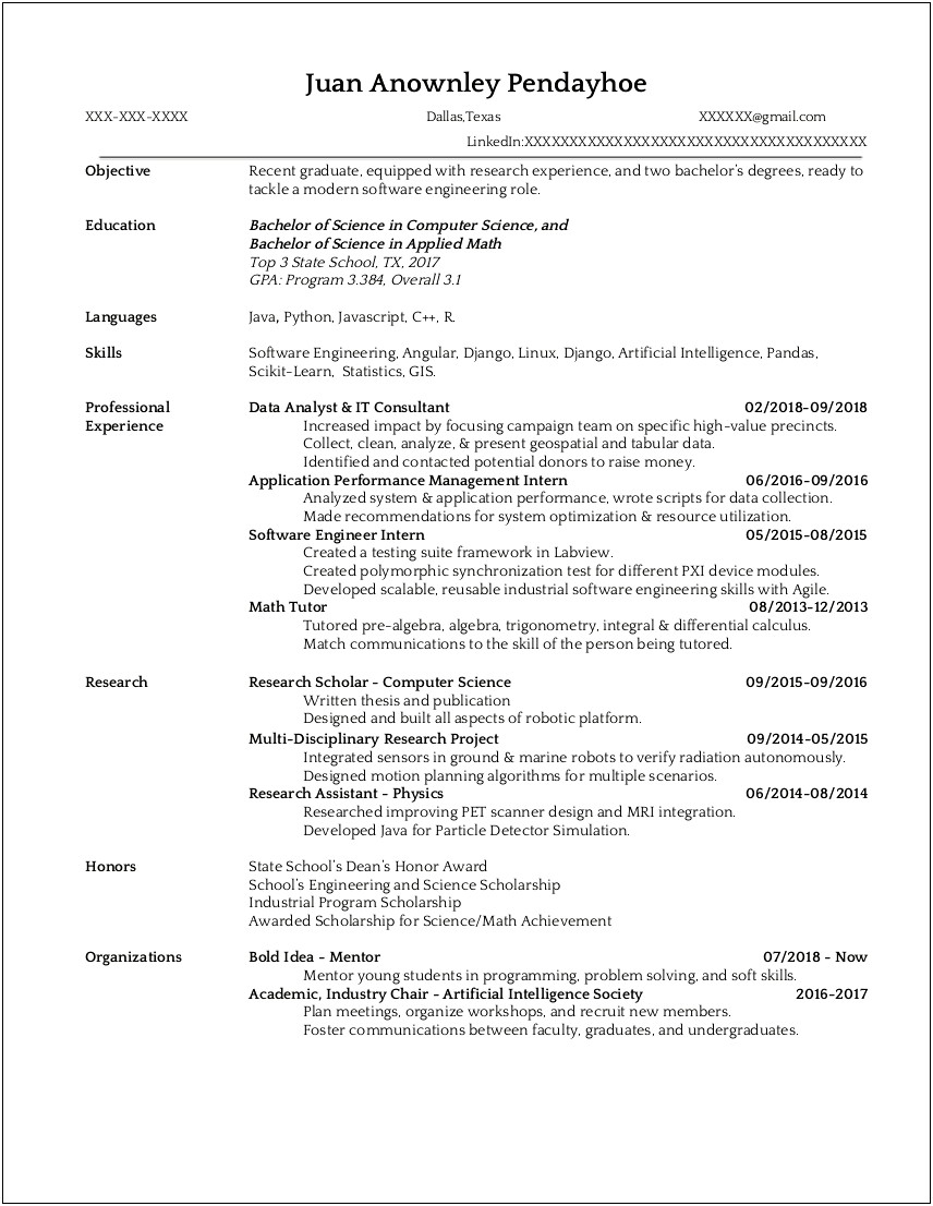 Additional Skills For Resume Computer Science