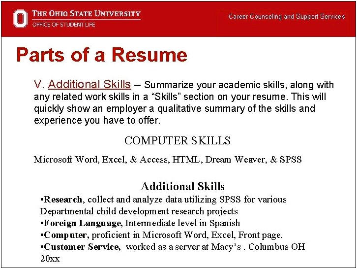 Additional Skills Section On Resume