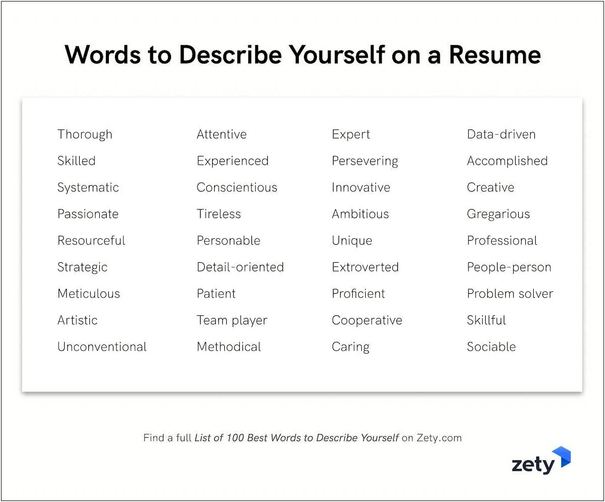 Adjectives To Describe Experience In Resume
