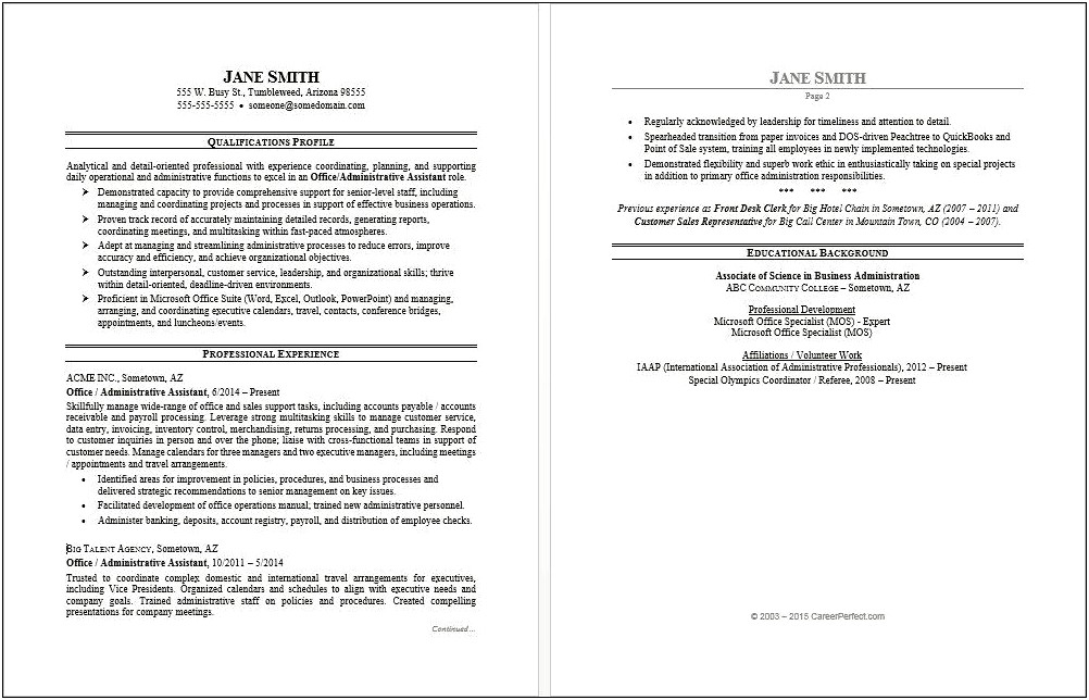 Administrative Assistant Resume Examples 2015