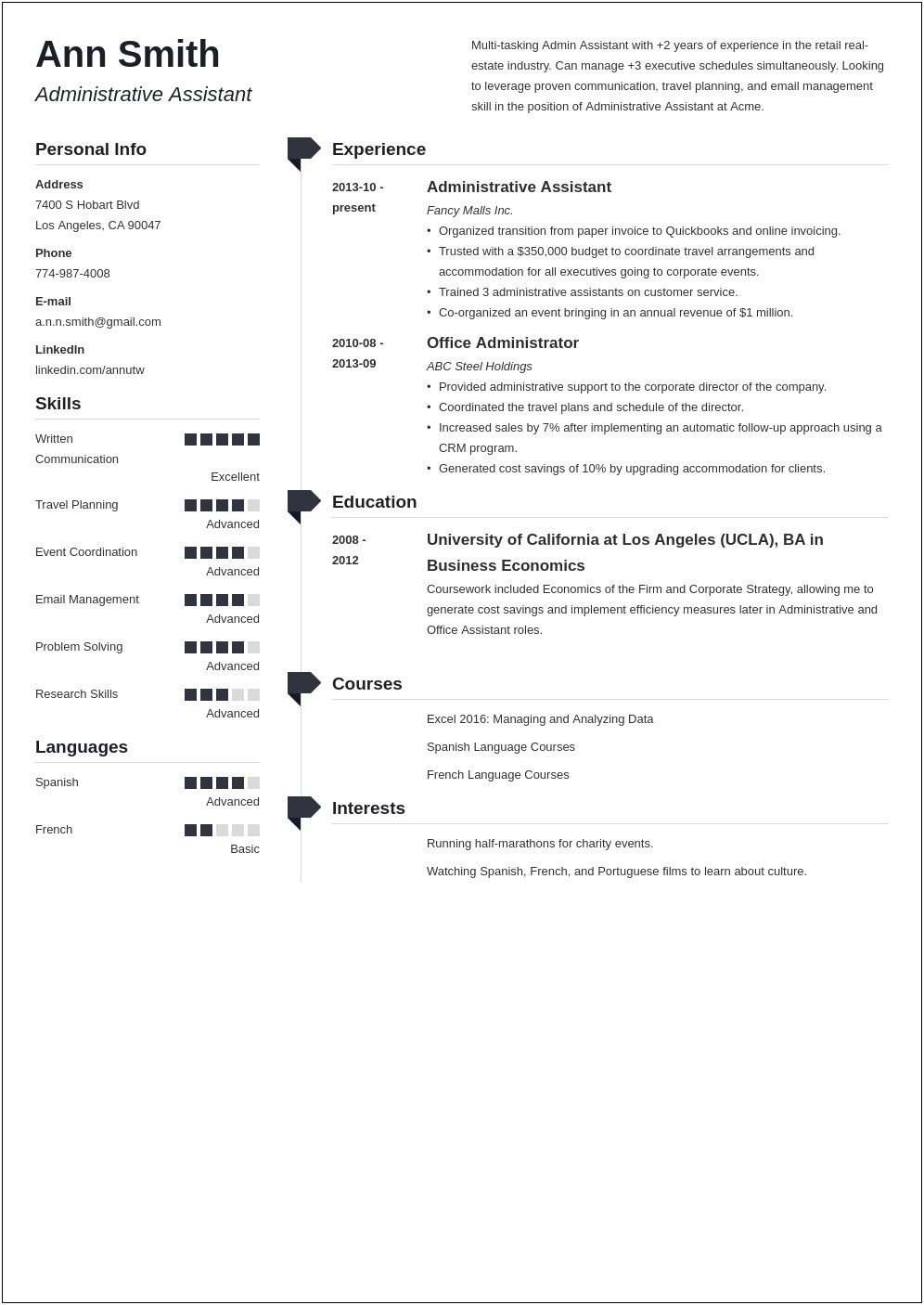 Administrative Assistant Resume Examples Free