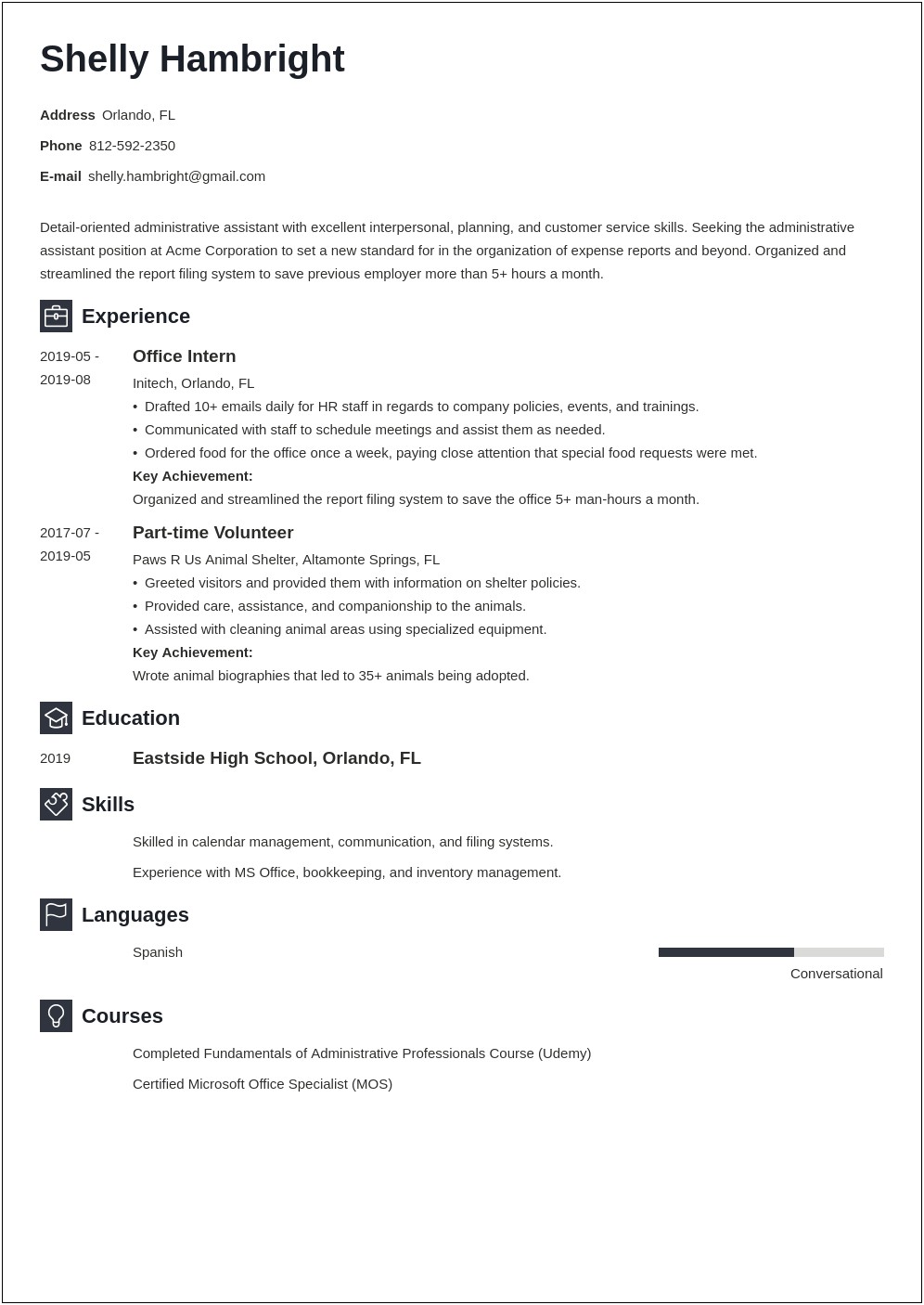 Administrative Assistant Resume Sample Canada