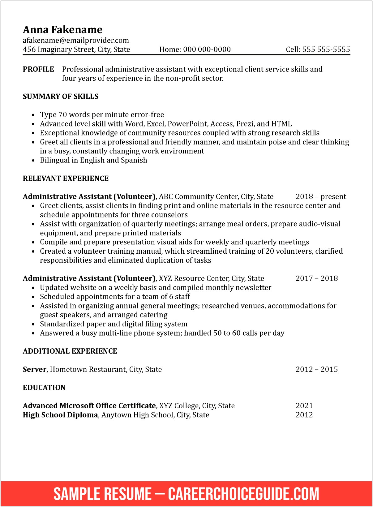 Administrative Assistant Resume With Little Experience