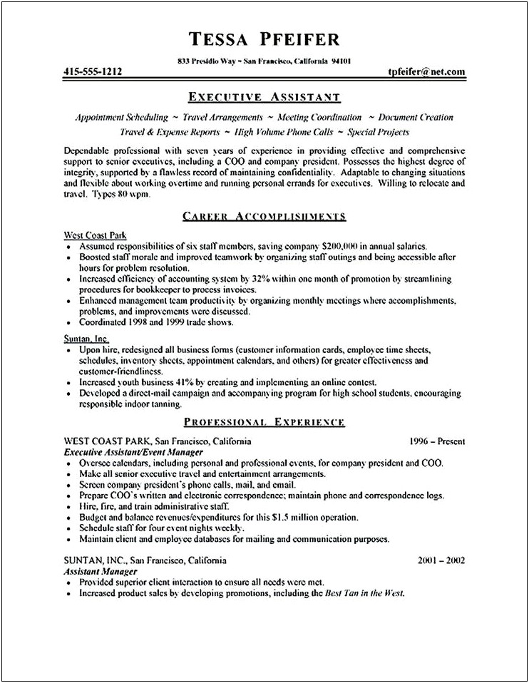 Administrative Assistant Sales Resume Examples