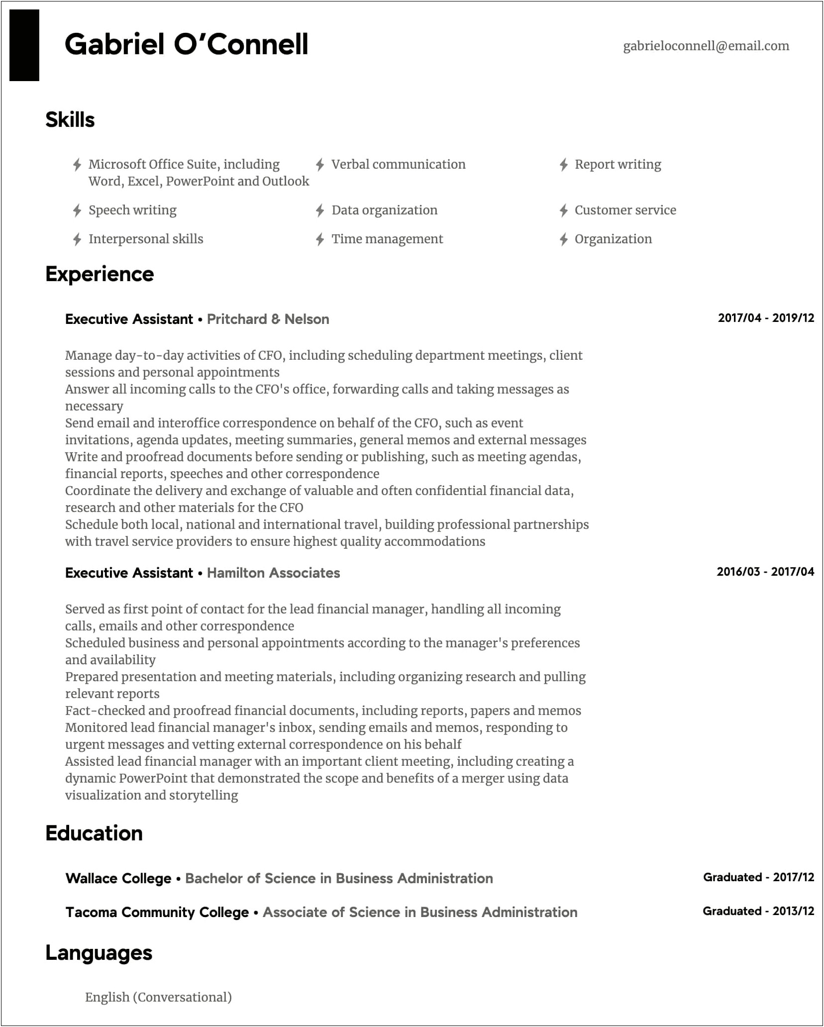 Administrative Assistant Work Description For Resume