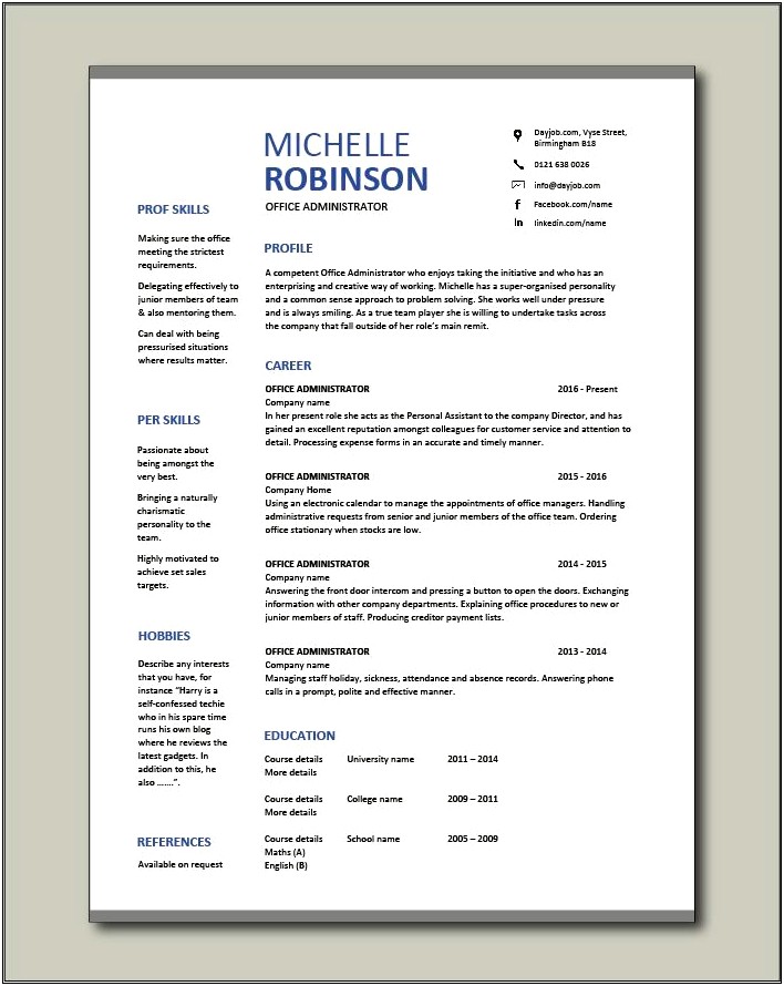 Administrative Resume Summary Sample Statement