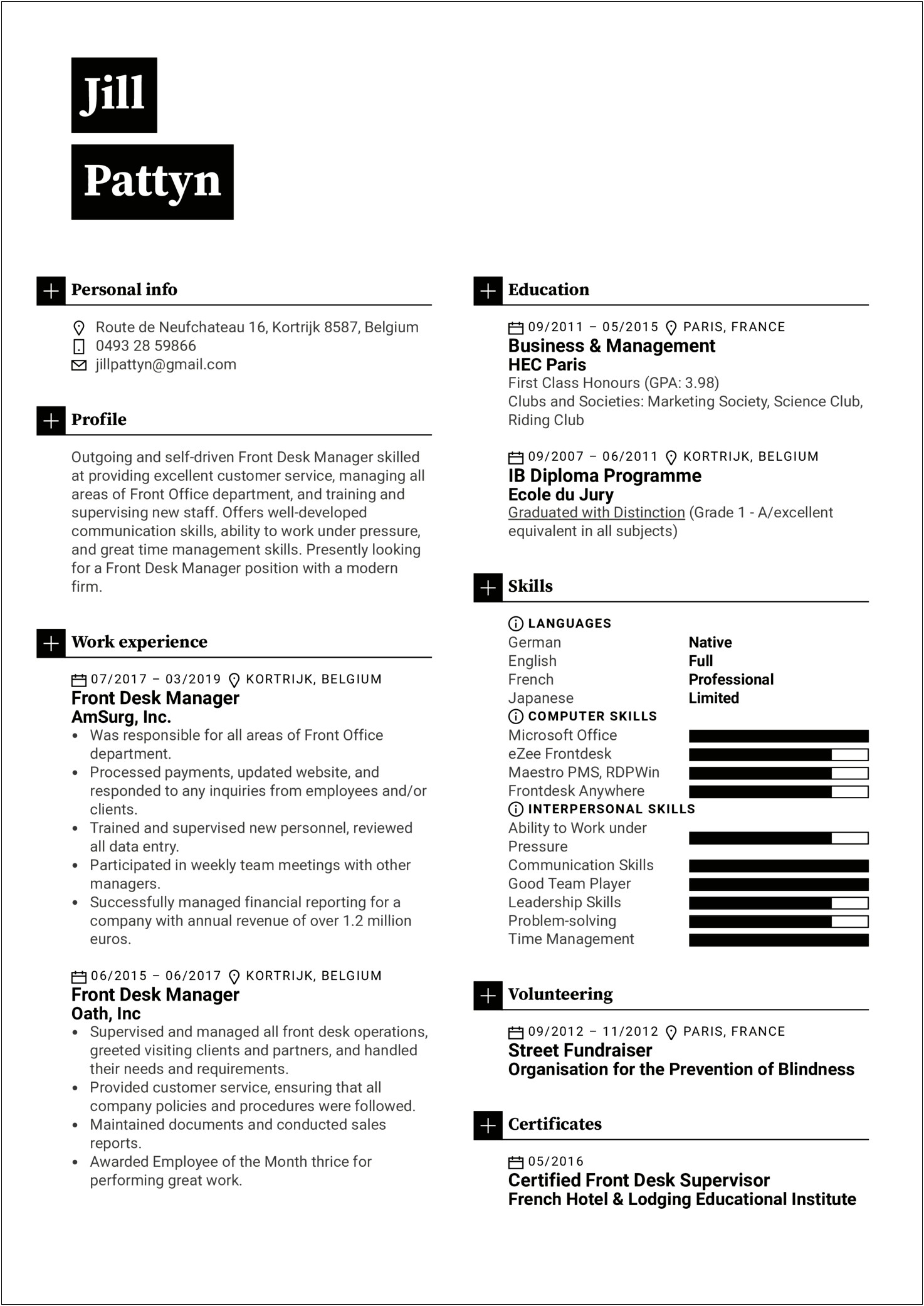 Administrative Services Manager Resume Sample