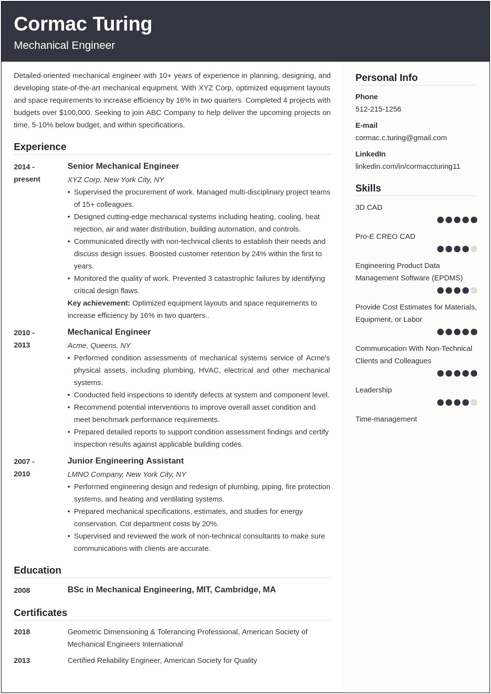 Aerospace Quality Inspector Resume Examples