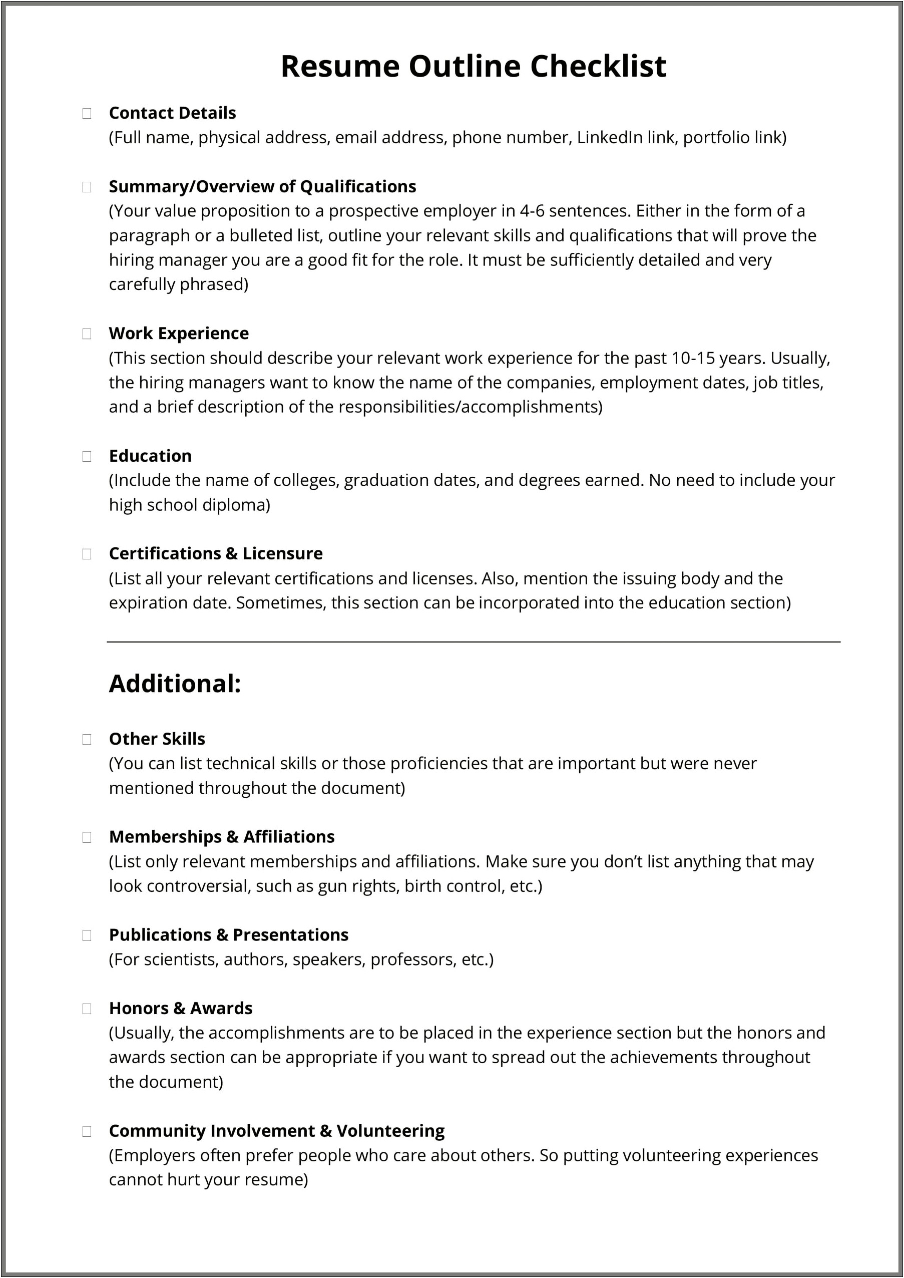 Affiliations And Skills Section On A Resume