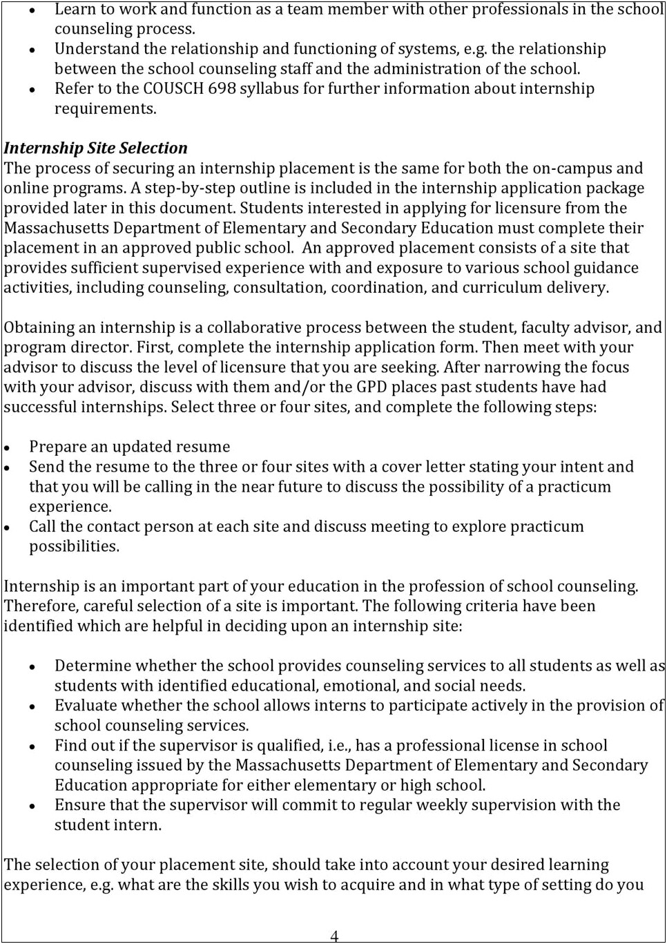 After School Counselor Intern On Resume