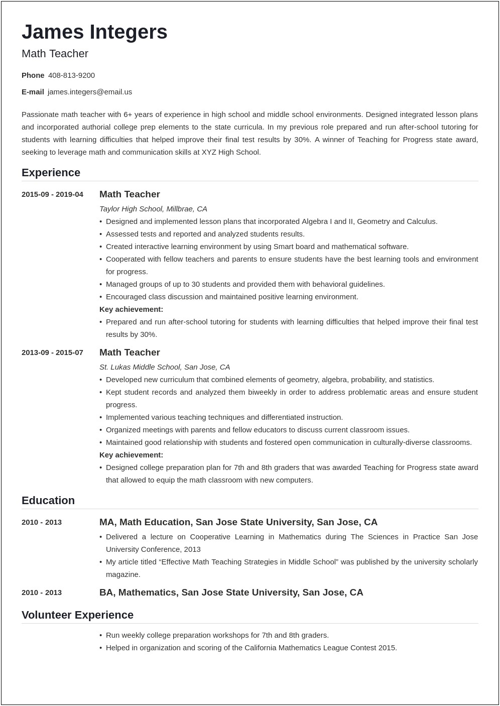 After School Tutor Job Description For Resume