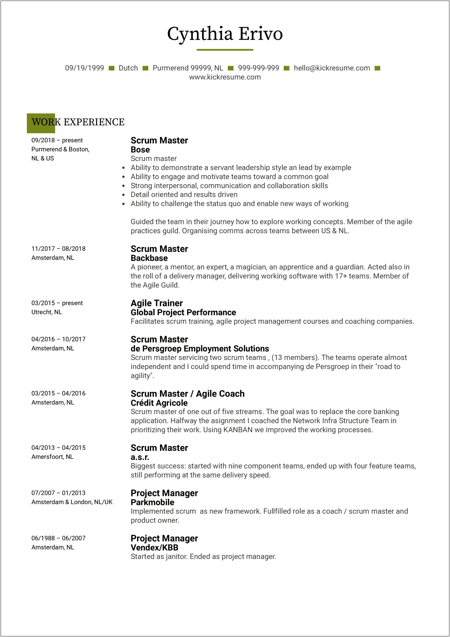 Agile Delivery Manager Resume Sample