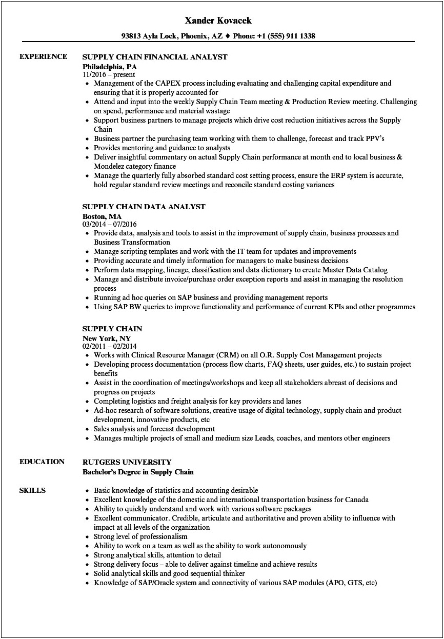 Air Force Supply Management Resume