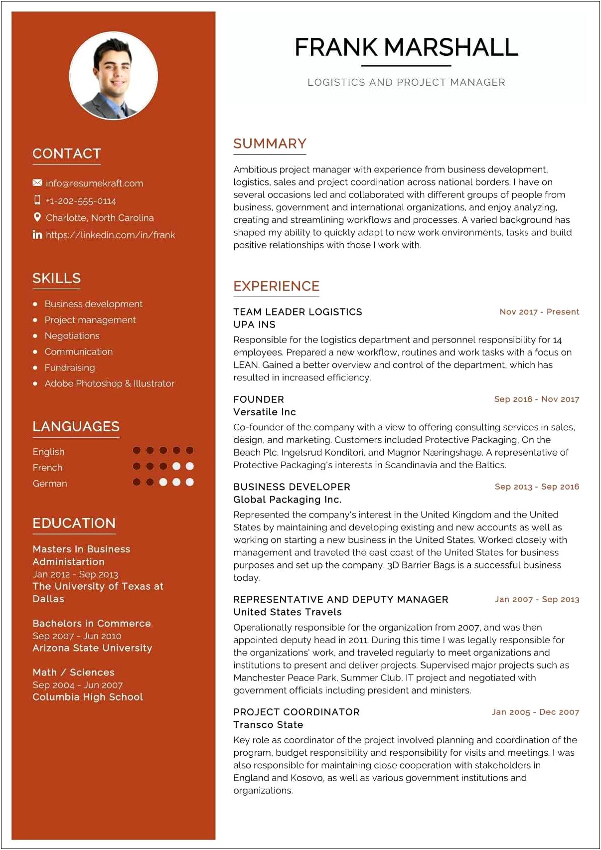 Air Freight Manager Resume Sample