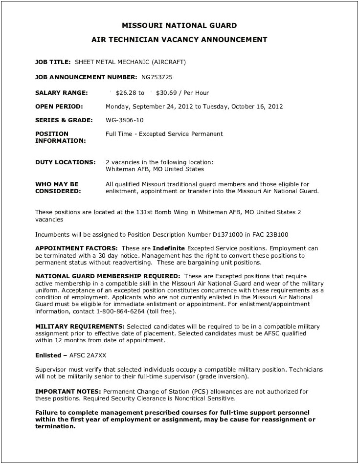 Aircraft Structural Mechanic Resume Examples
