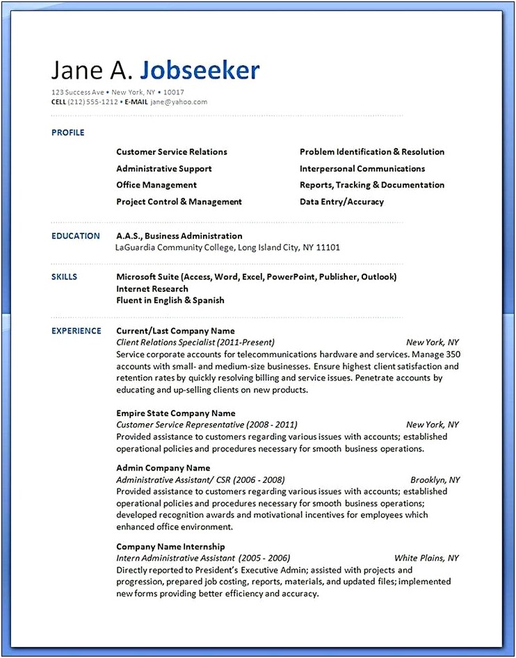 Airline Customer Service Agent Resume No Experience
