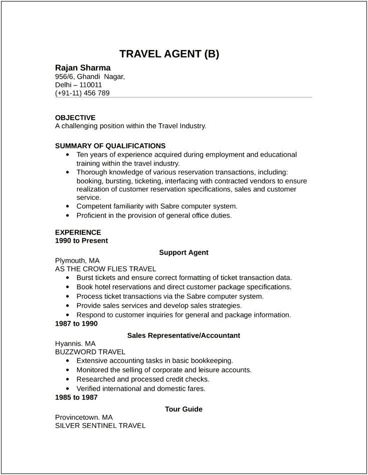 Airline Ticketing Agent Resume Objective