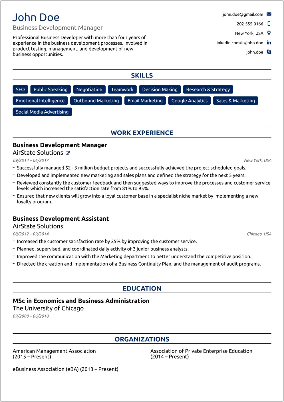 Airlines Customer Service Resume Sample