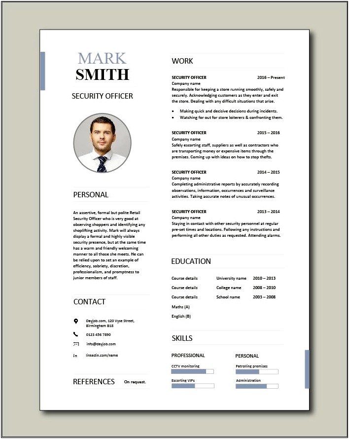 Airport Security Officer Resume Sample