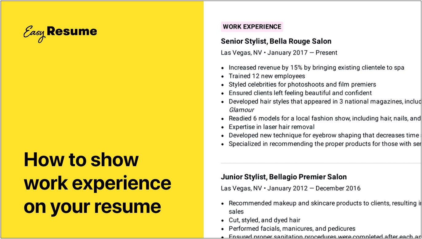 Alternatives To Work Experience In Resume