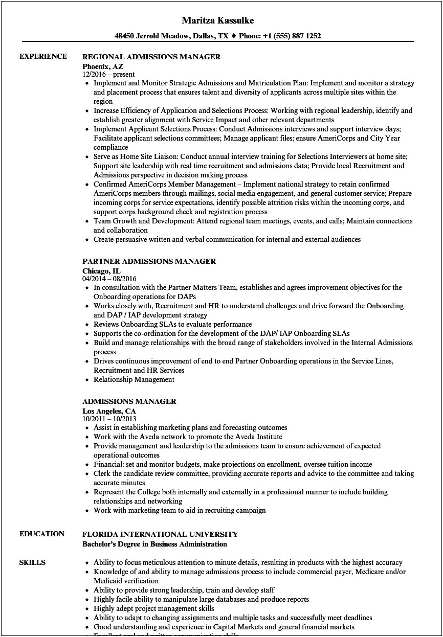 Americorps National And State Resume Sample