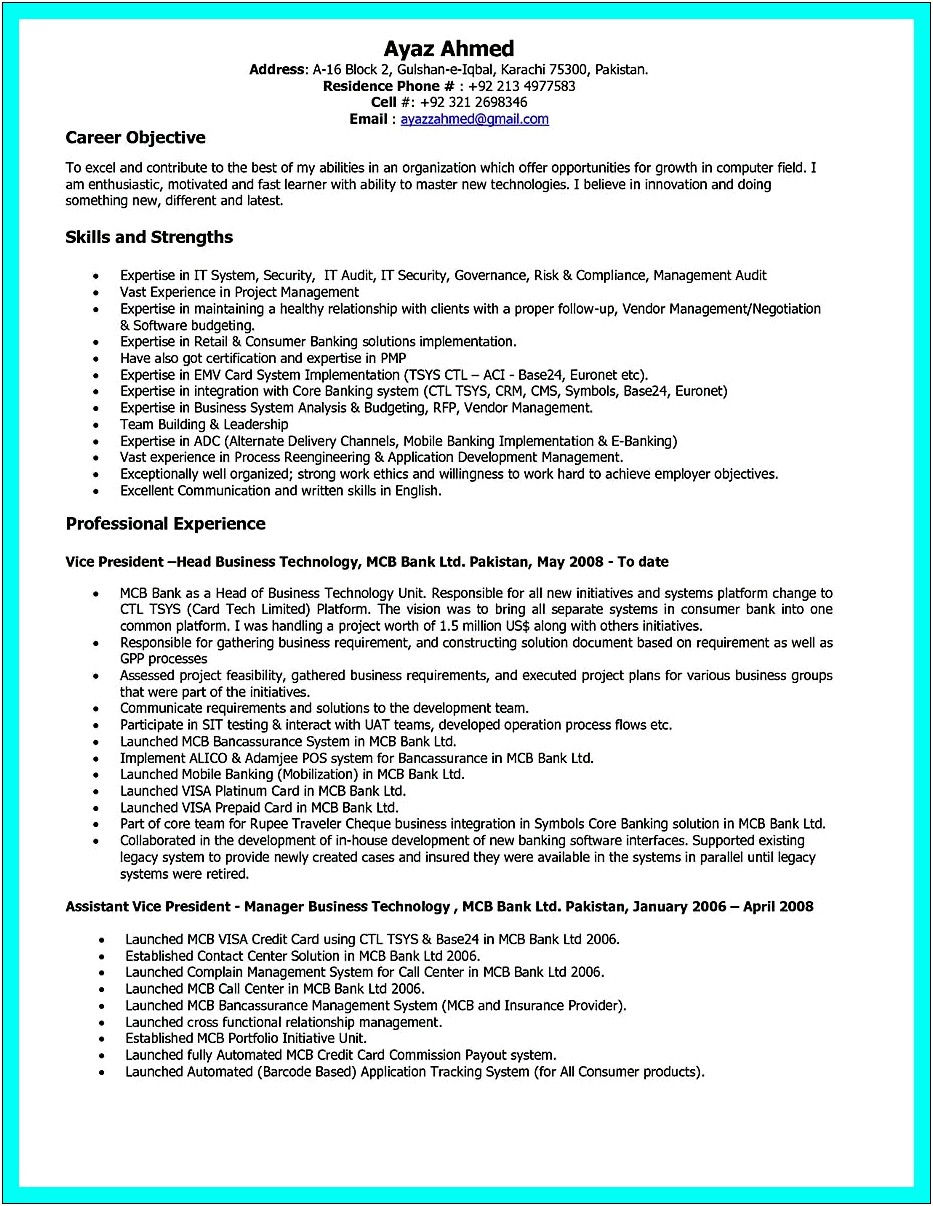 Aml Compliance Manager Sample Resume