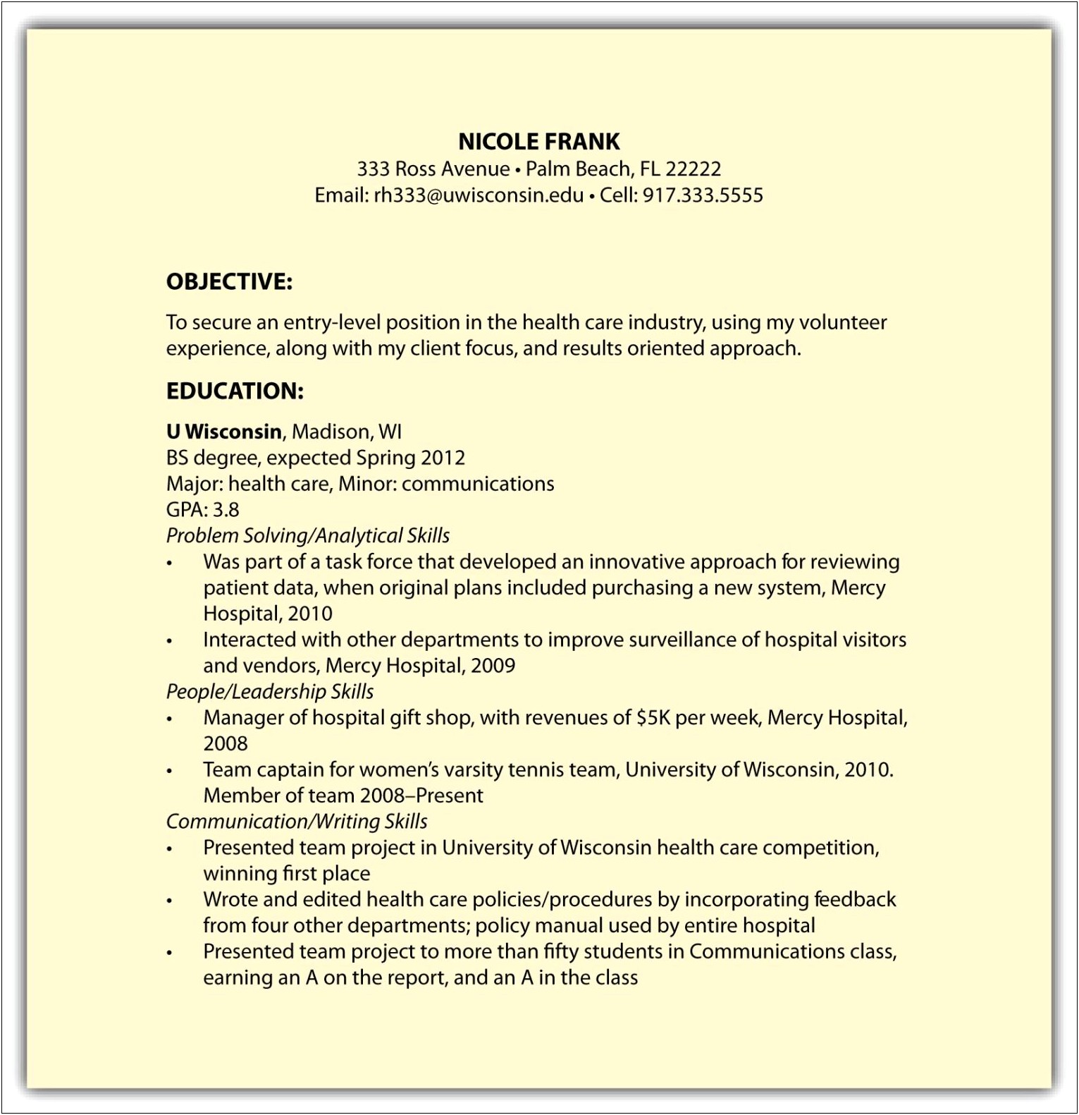 An Example Of A Functional Resume