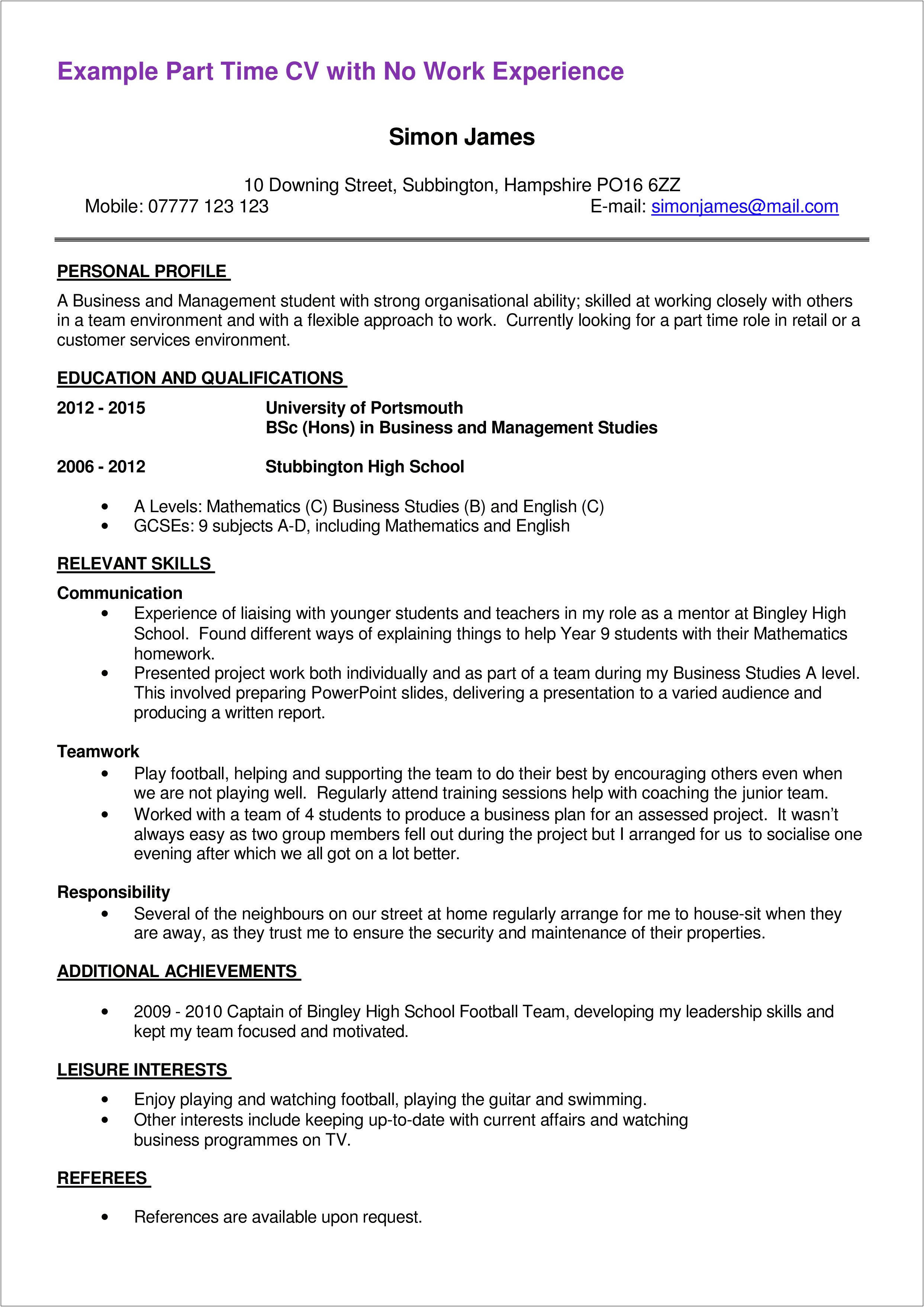 An Example Of A Resume Pdf