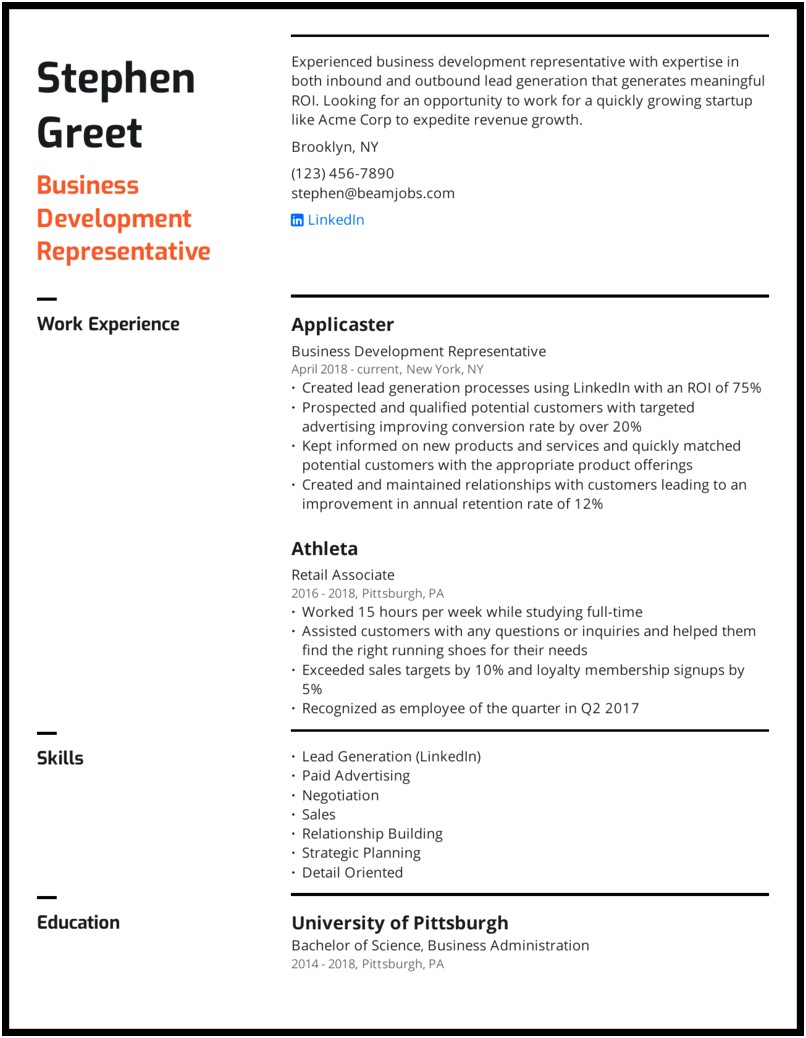 An General Objective For Business Resume