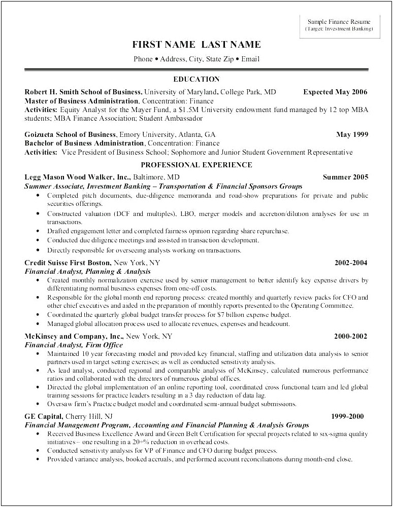 Analyst I Object On A Resume