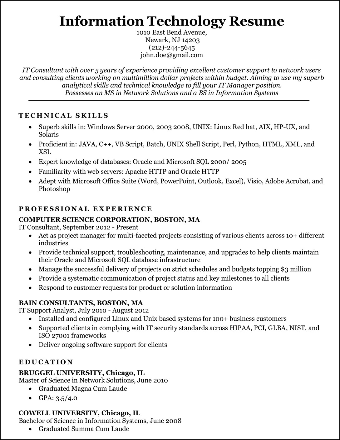 Analytical Skills In Resume Example