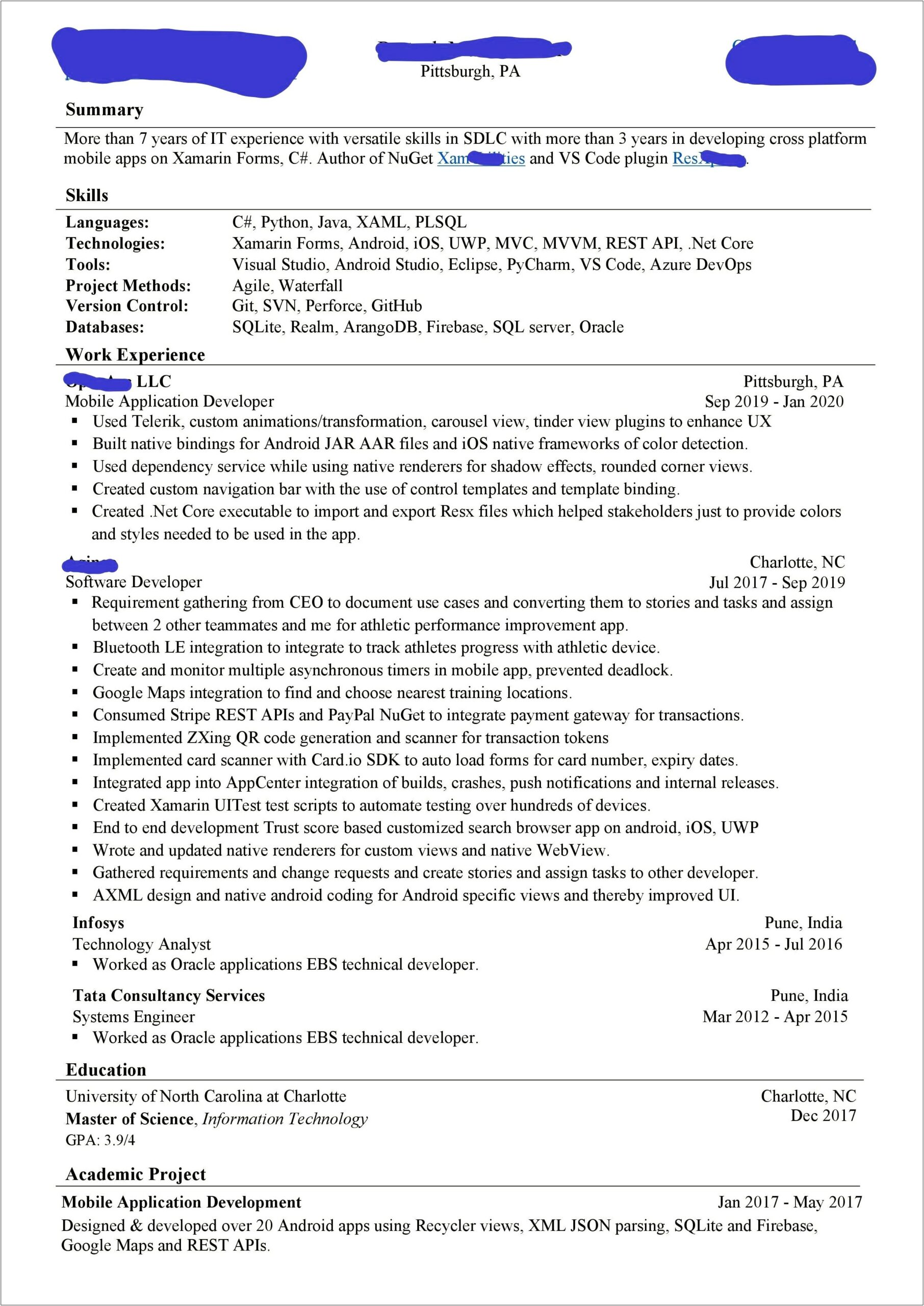 Android Developer 3 Years Experience Resume