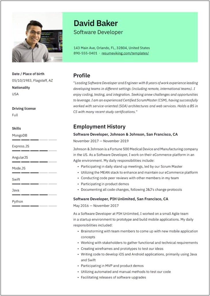 Android Developer Resume With 5 Years Of Experience