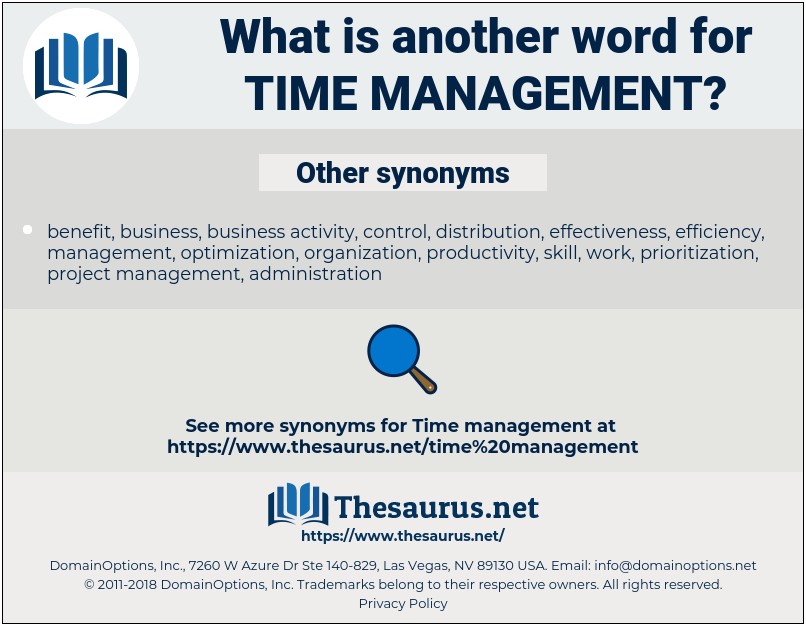 Another Word For Time Management Resume
