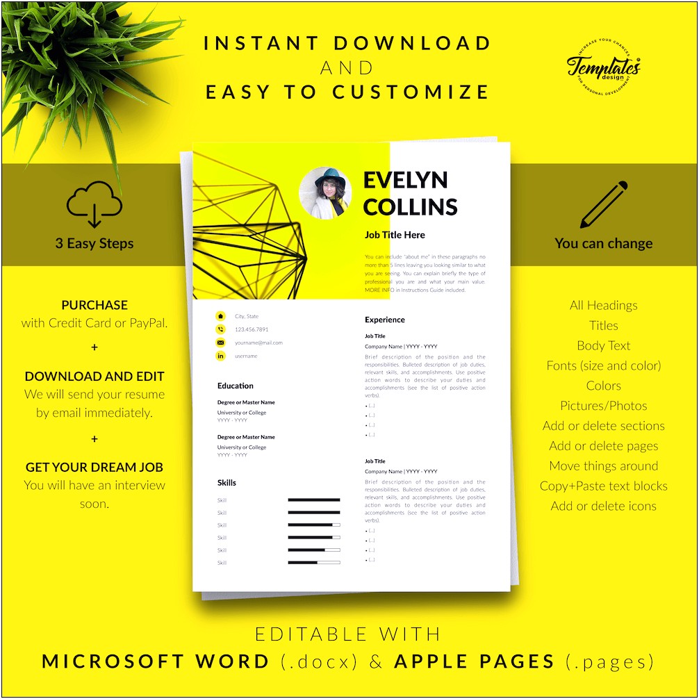Apple Pages Modern Resume Template Delete Line