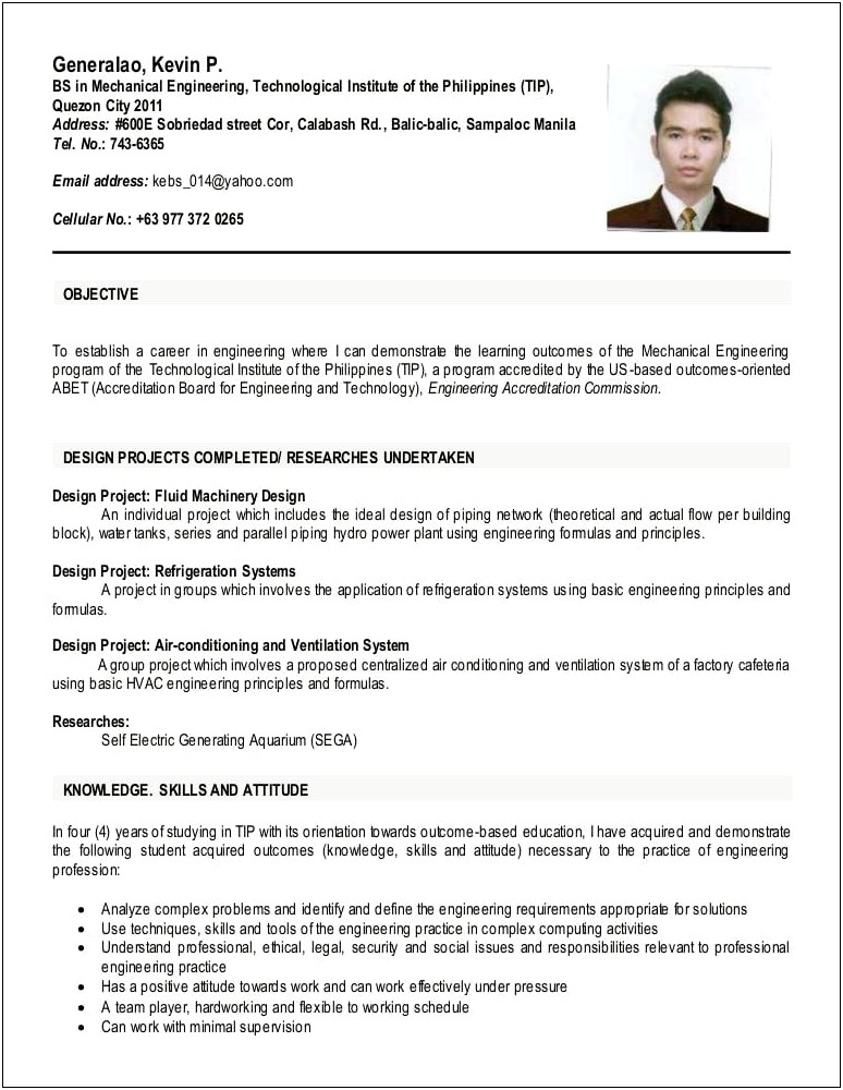 Applicant Resume Sample Filipino Download