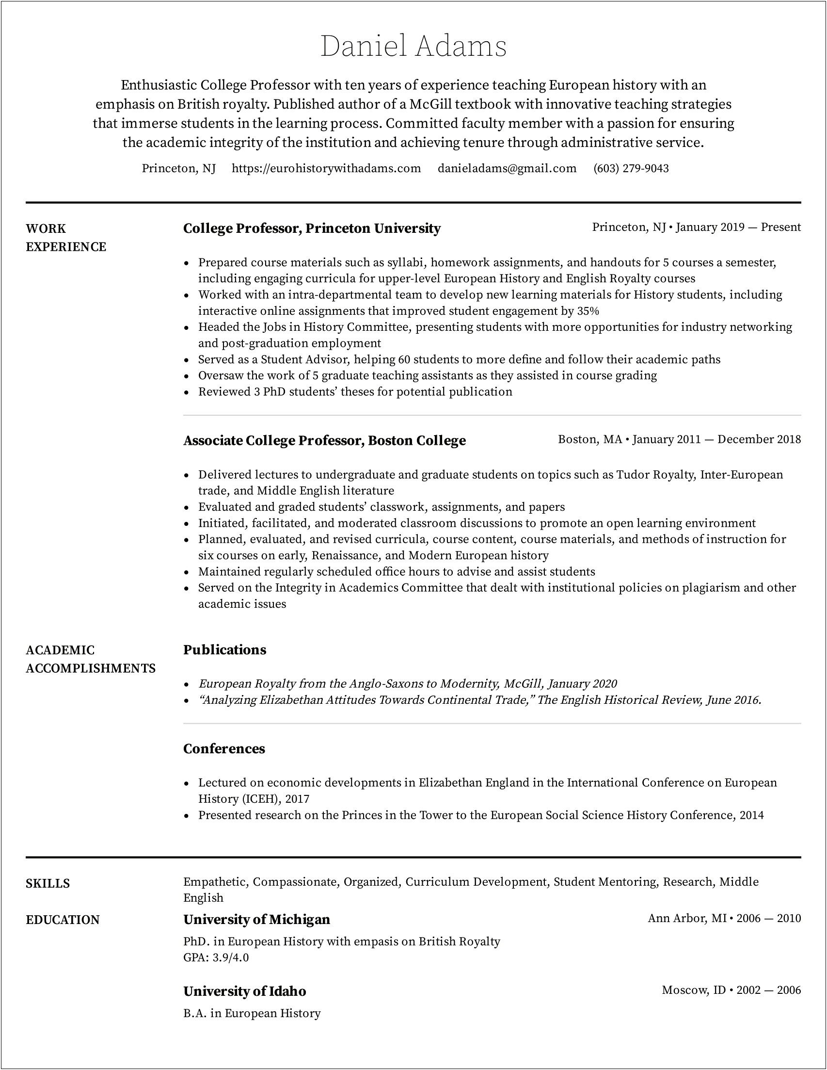 Applying For College Job Resume Example