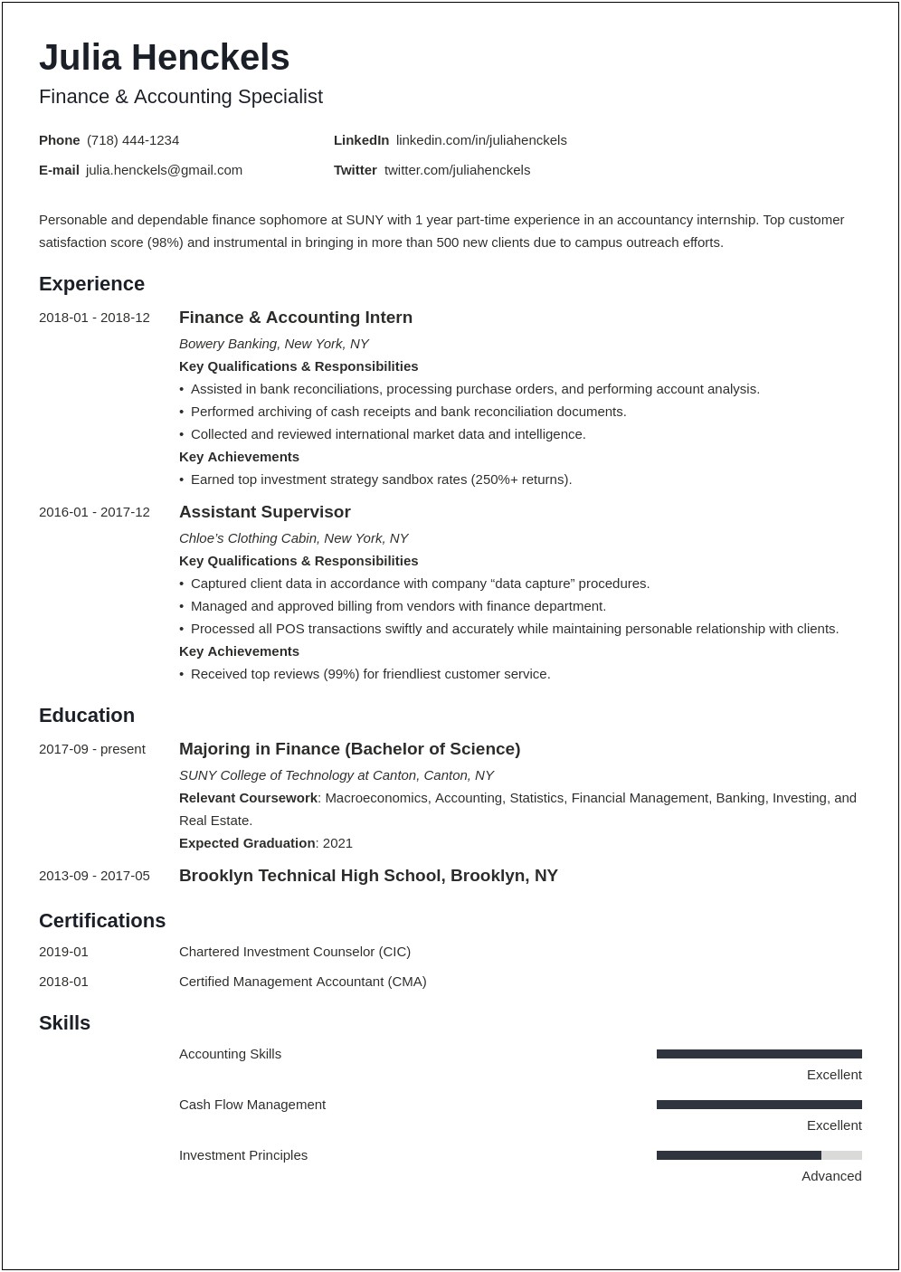 Are College Courses Skills For Resume