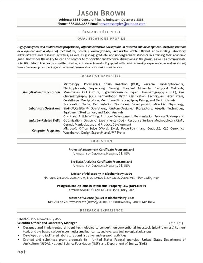 Areas Of Expertise On Resume Examples