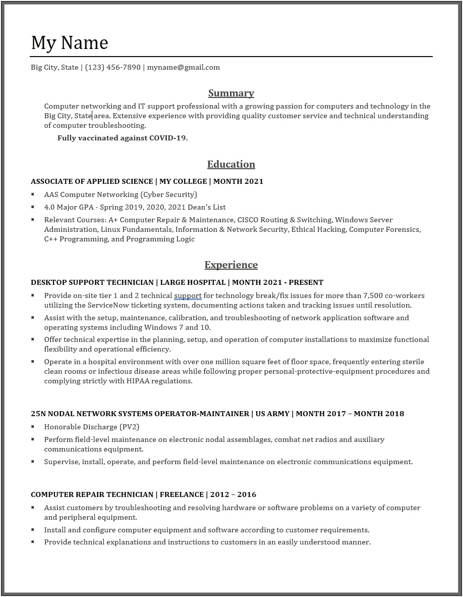 Army 25n Job Description Resume
