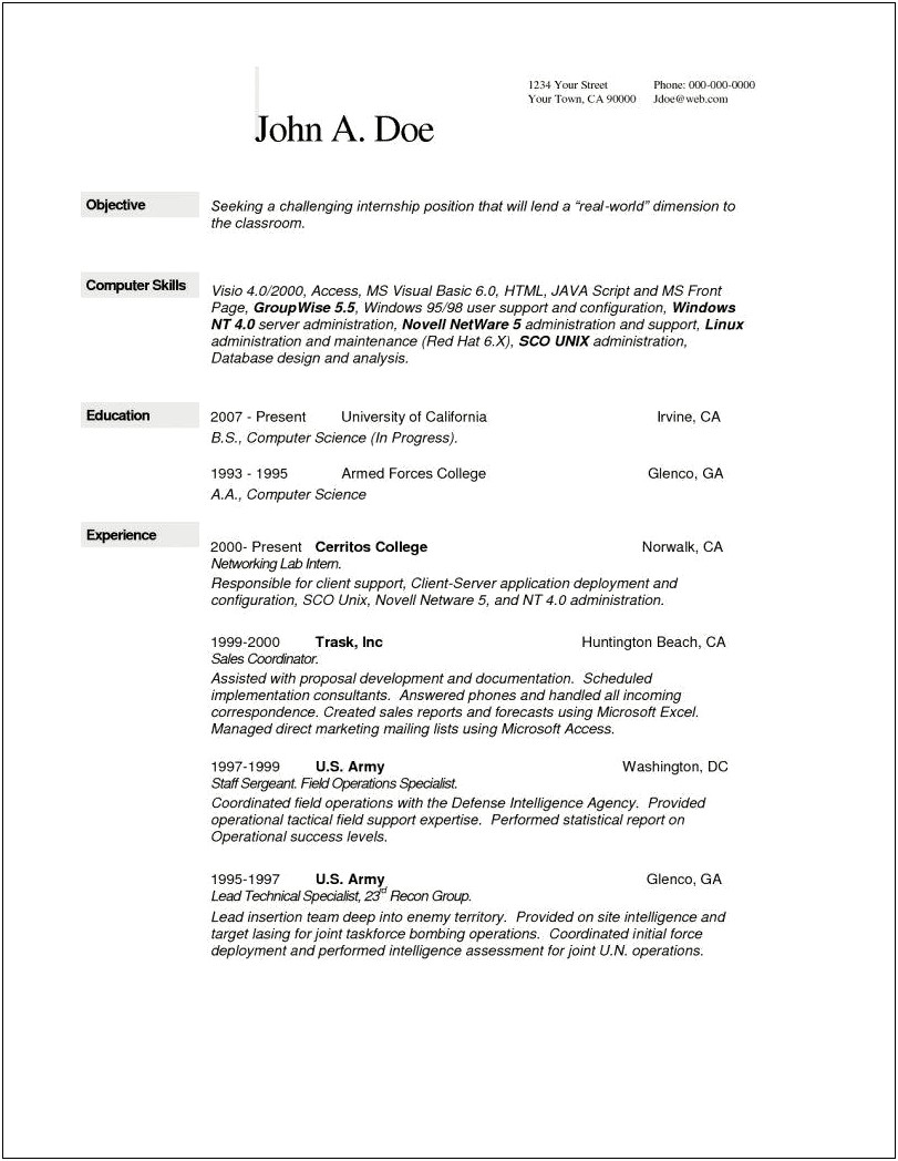 Army Artillery Resume Job Descriptions Federal Resume Template